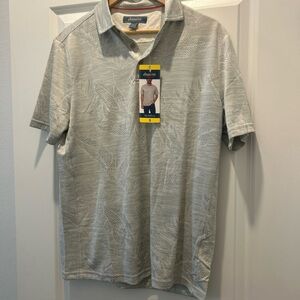 Seapointe Gray Short-Sleeve Polo Shirt with a Subtle Palm Print Small NWT